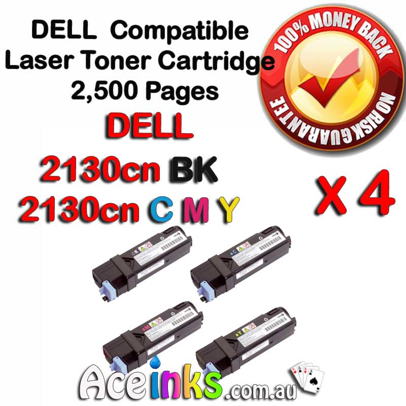 4 Pack Combo Compatible DELL 2130c 2130cn BK CMY